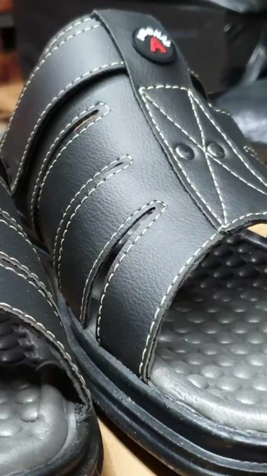 Sandália Chinelo Masculino Em Couro Legítimo Anti Stress Anatômico Ortopédico