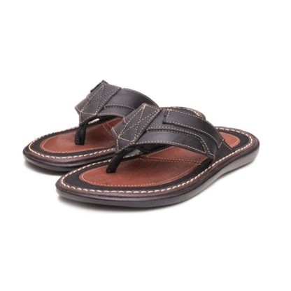 Chinelo Masculino Em Couro Legítimo Ortopédica Antistress Confort Plus