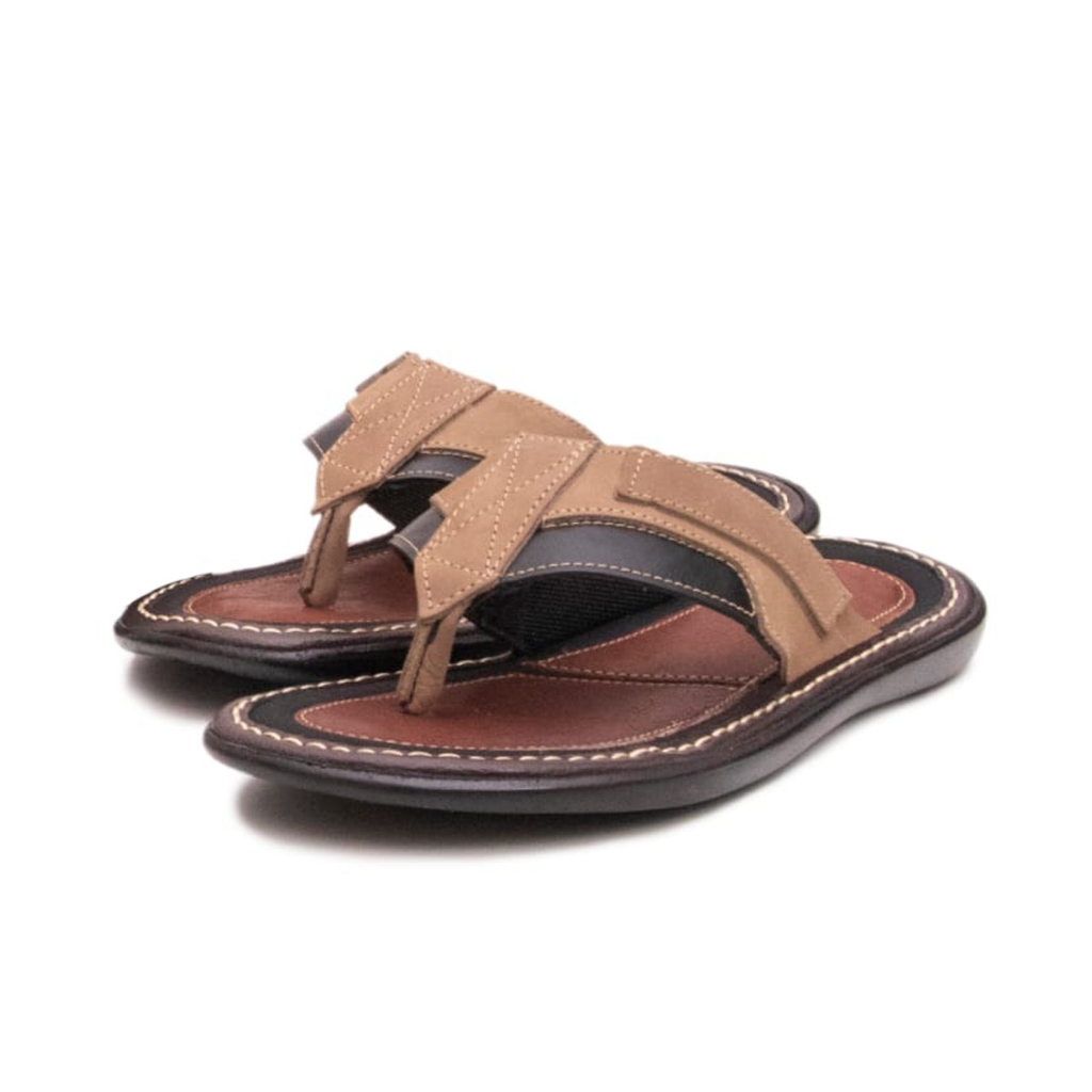 Chinelo Masculino Em Couro Legítimo Ortopédica Antistress Confort Plus