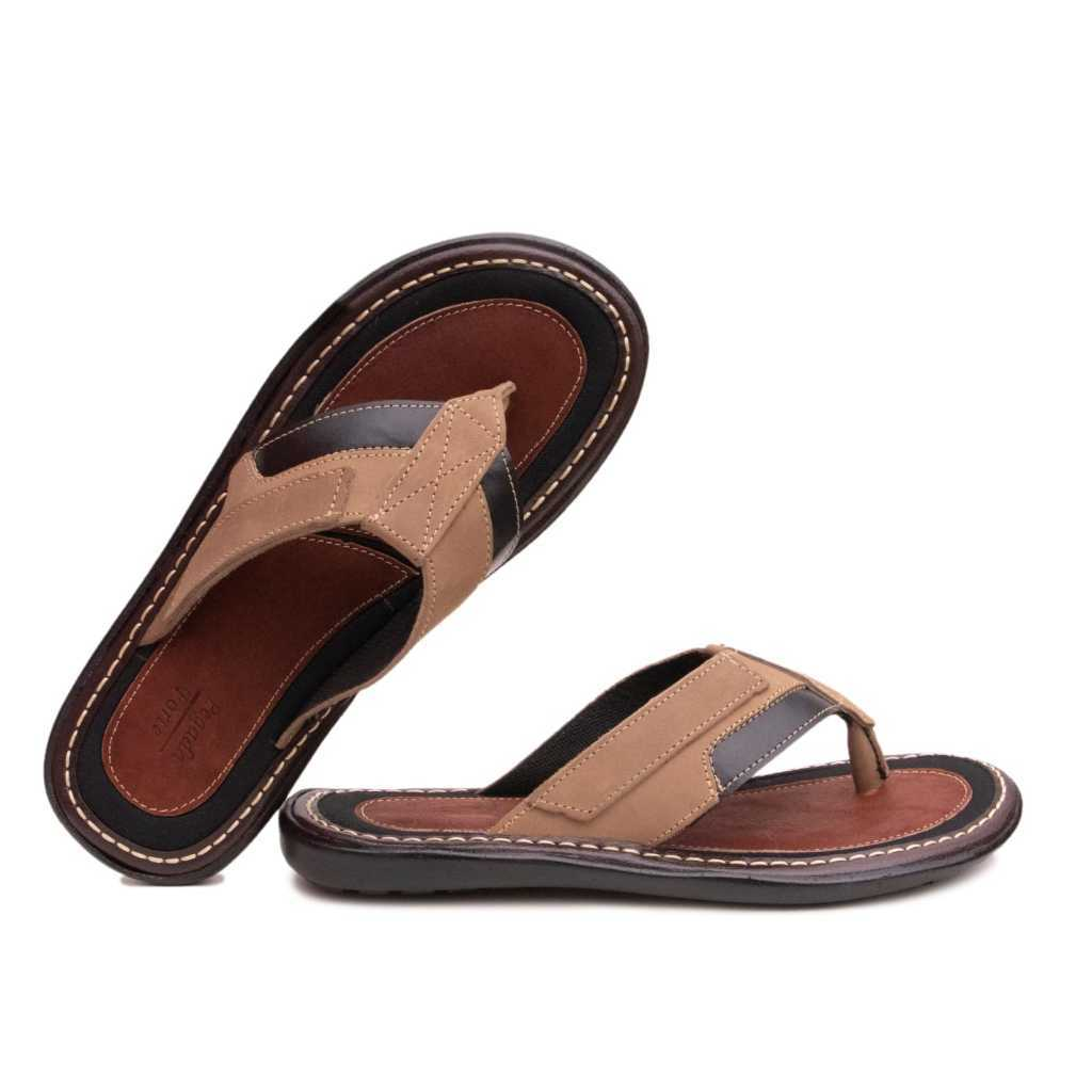 Chinelo Masculino Em Couro Legítimo Ortopédica Antistress Confort Plus