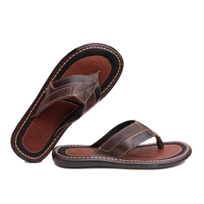 Chinelo Masculino Em Couro Legítimo Ortopédica Antistress Confort Plus